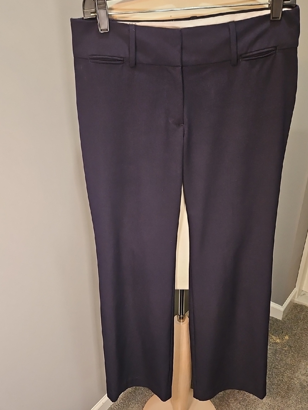 LOFT Womens Navy Straight-Leg Trousers